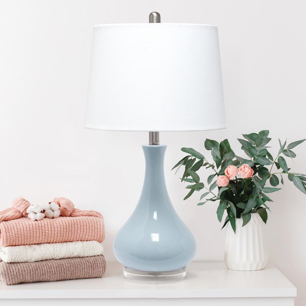Droplet Table Lamp with Fabric Shade, Light Blue. Picture 4