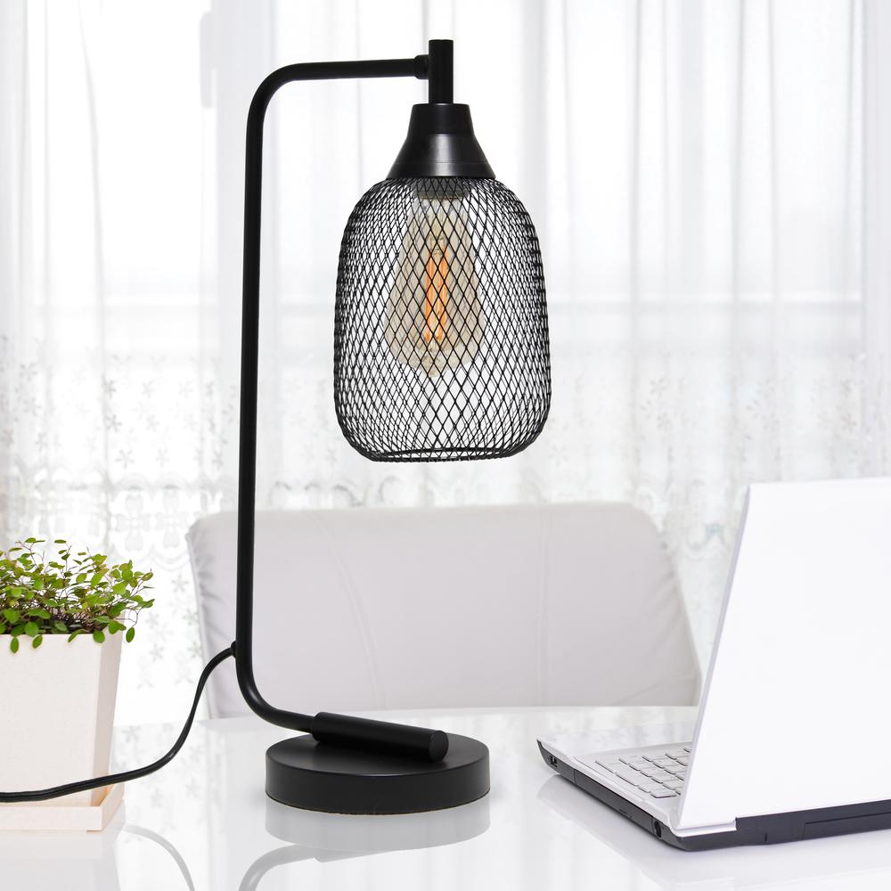 Industrial Mesh Desk Lamp, Matte Black. Picture 2