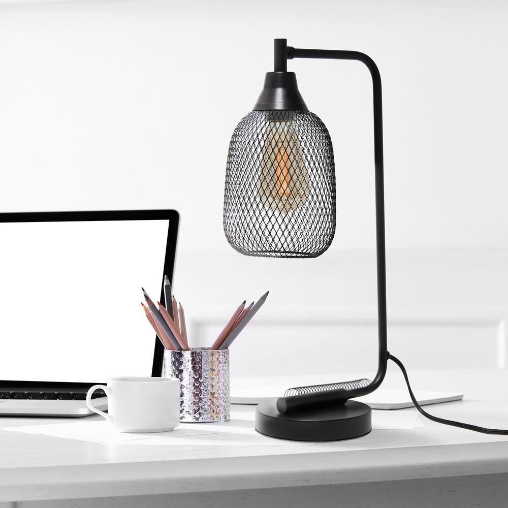 Industrial Mesh Desk Lamp, Matte Black. Picture 5