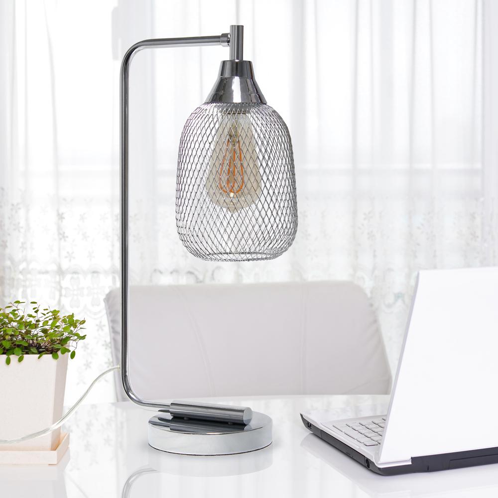 Industrial Mesh Desk Lamp, Chrome. Picture 2