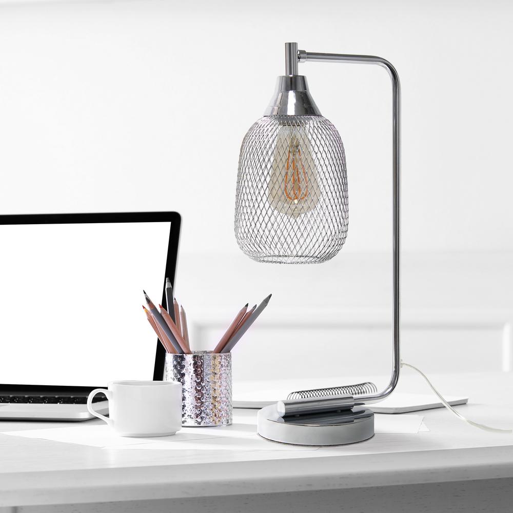 Lalia Home Industrial Mesh Desk Lamp, Chrome. Picture 5