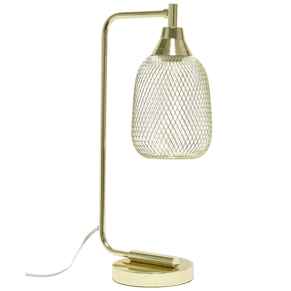 Industrial Mesh Desk Lamp, Gold. Picture 6