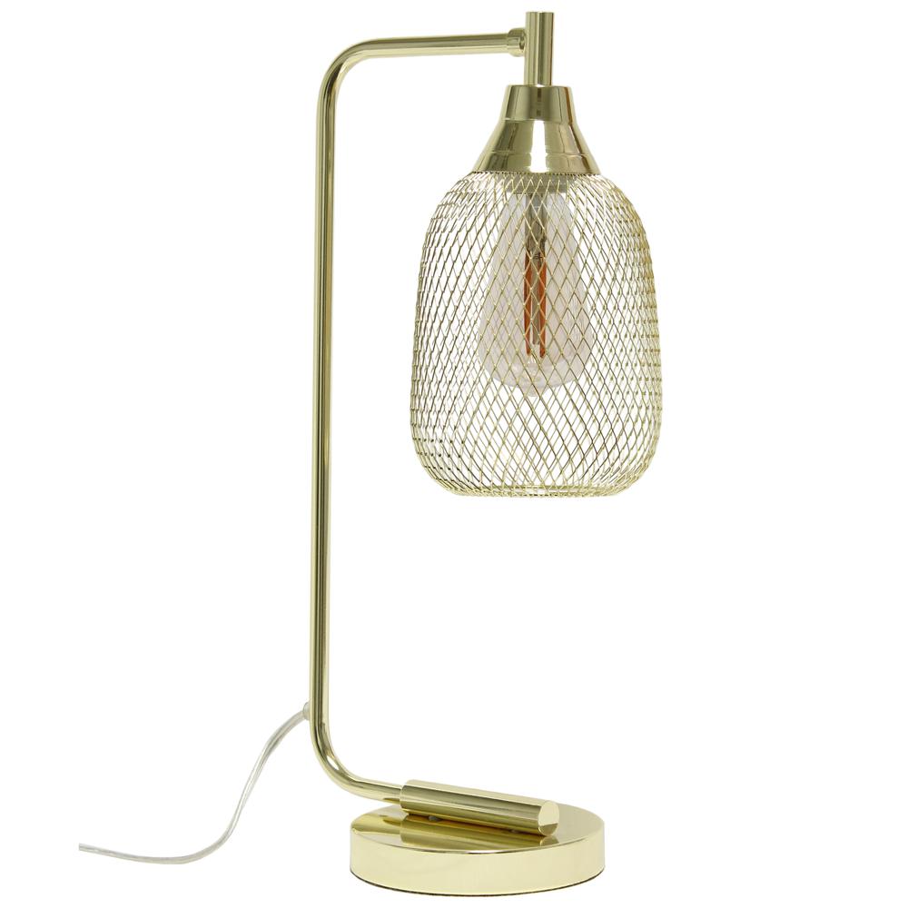 Industrial Mesh Desk Lamp, Gold. Picture 7