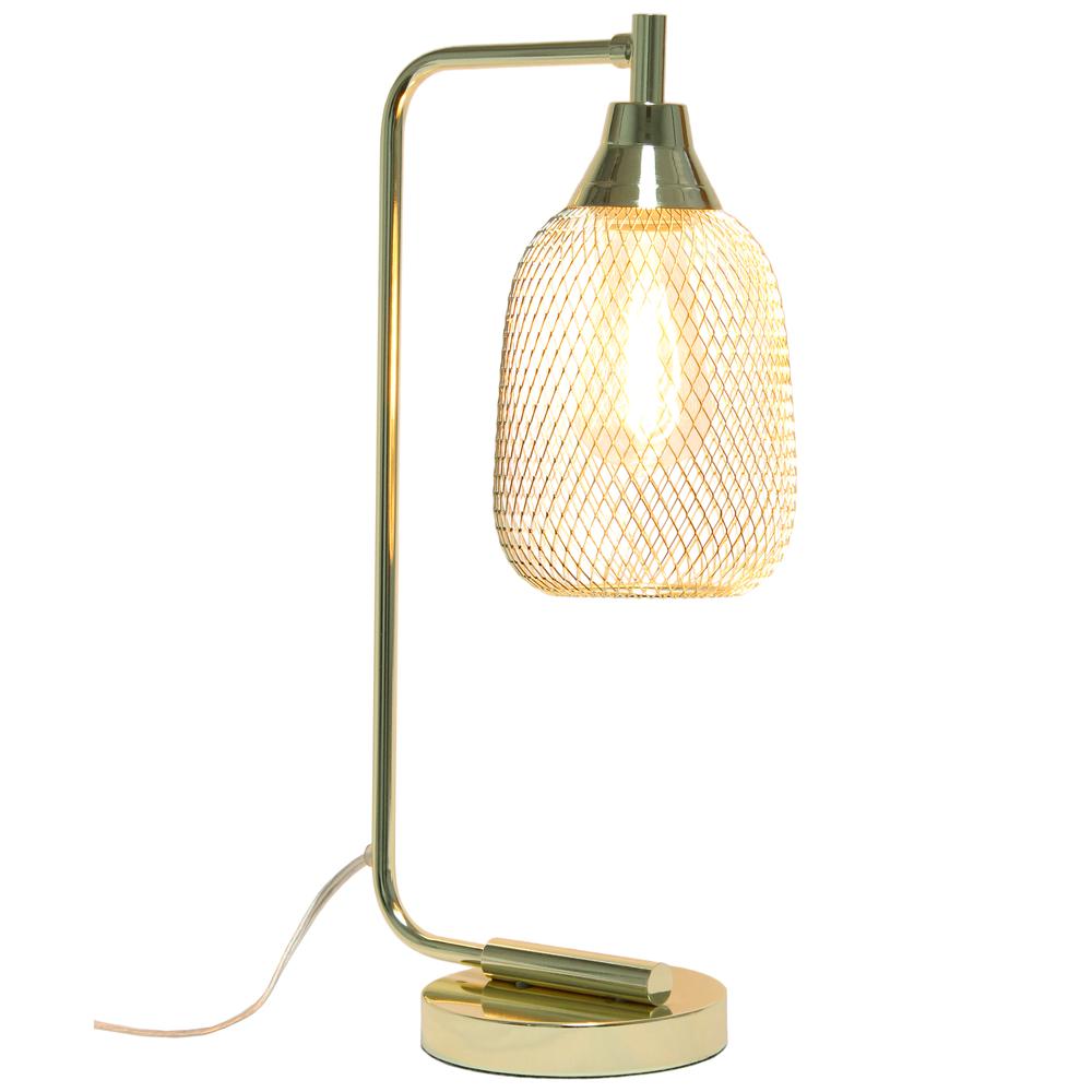 Industrial Mesh Desk Lamp, Gold. Picture 8
