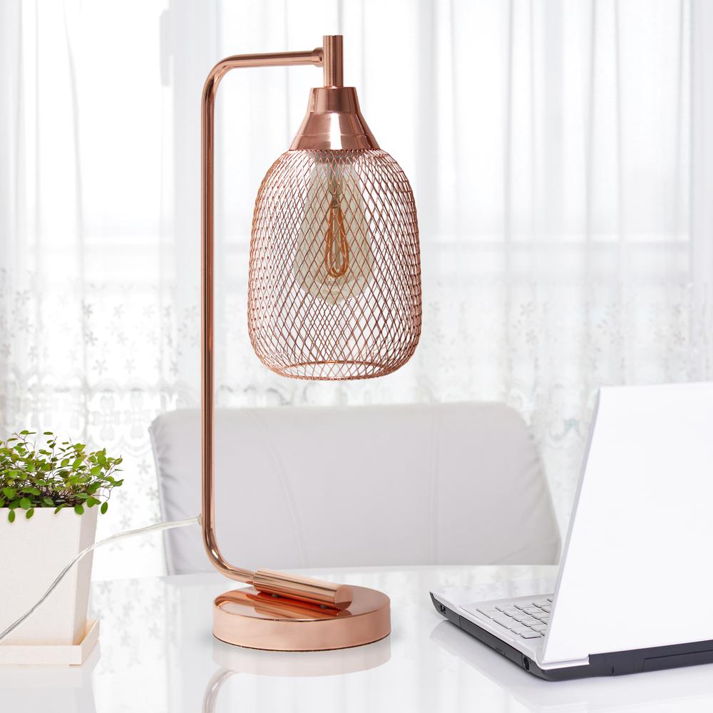 Industrial Mesh Desk Lamp, Rose Gold. Picture 2