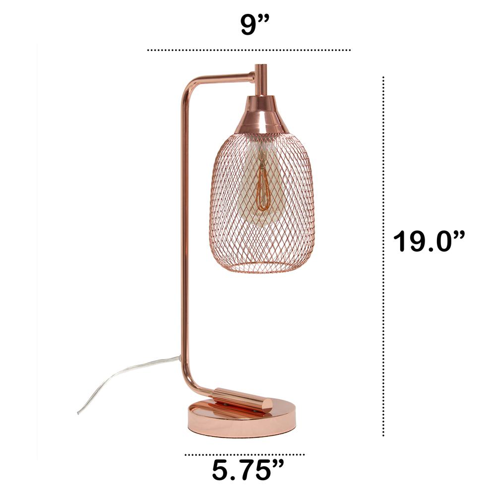 Industrial Mesh Desk Lamp, Rose Gold. Picture 4