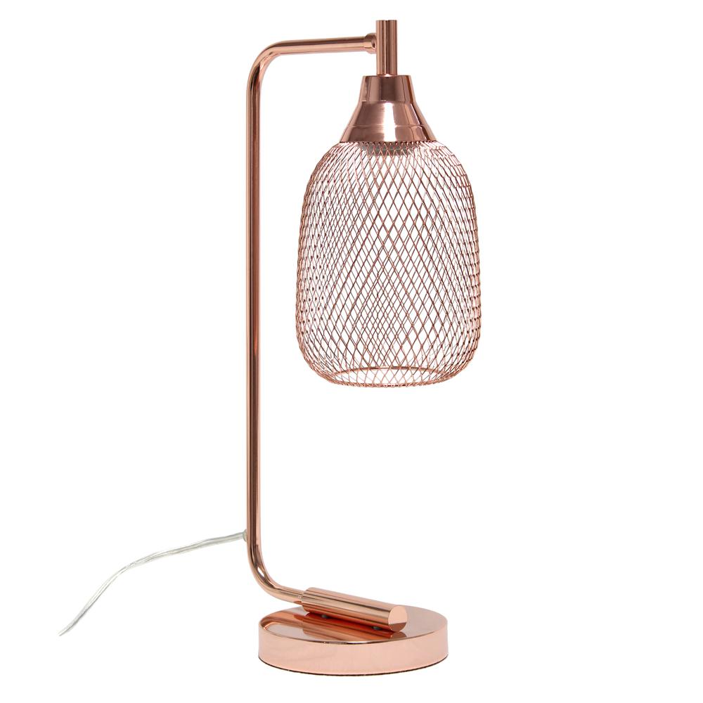 Industrial Mesh Desk Lamp, Rose Gold. Picture 6