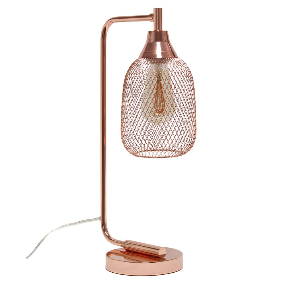 Industrial Mesh Desk Lamp, Rose Gold. Picture 7