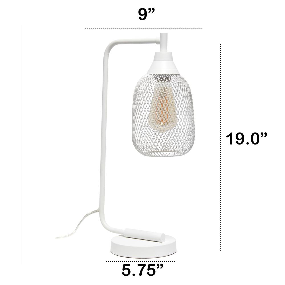 Industrial Mesh Desk Lamp, White. Picture 4