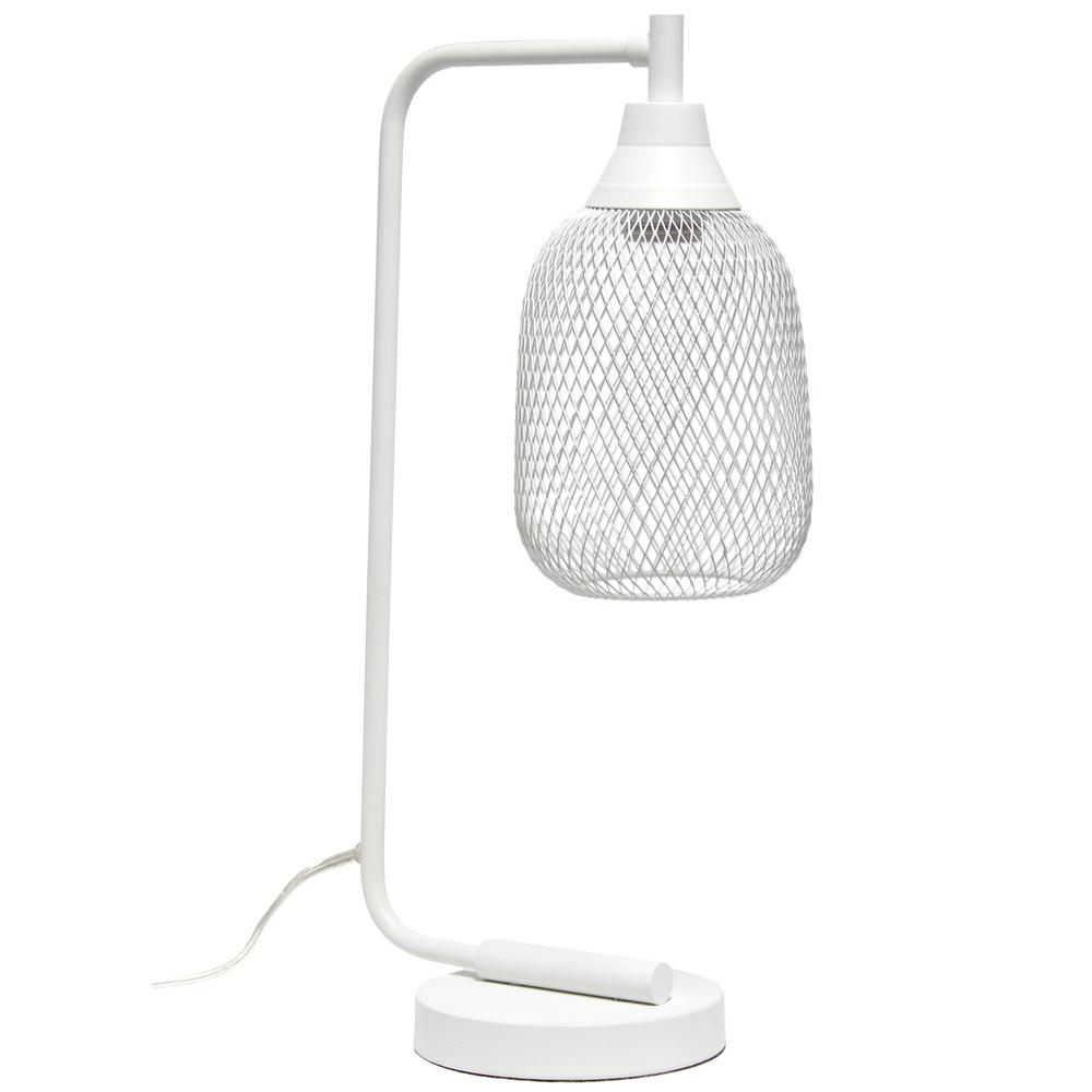 Industrial Mesh Desk Lamp, White. Picture 6