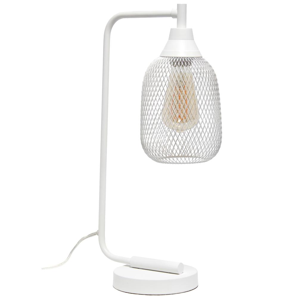 Industrial Mesh Desk Lamp, White. Picture 7