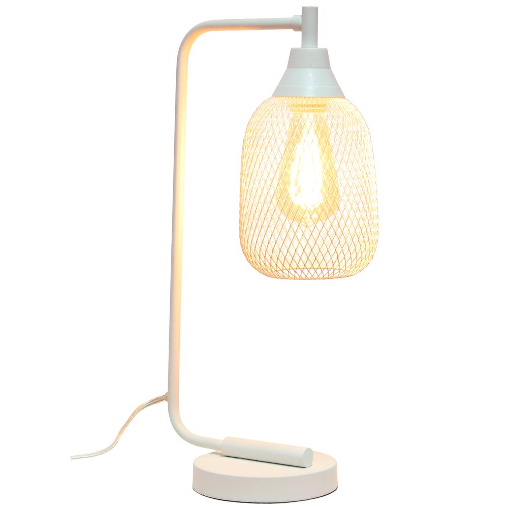 Industrial Mesh Desk Lamp, White. Picture 8