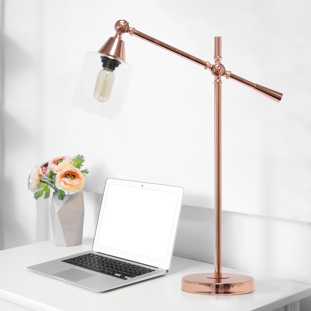 Vertically Adjustable Desk Lamp, Rose Gold. Picture 1