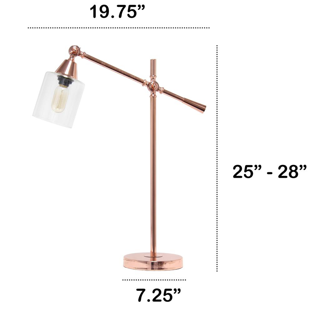 Vertically Adjustable Desk Lamp, Rose Gold. Picture 5