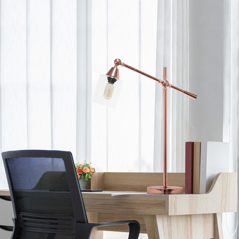 Vertically Adjustable Desk Lamp, Rose Gold. Picture 6