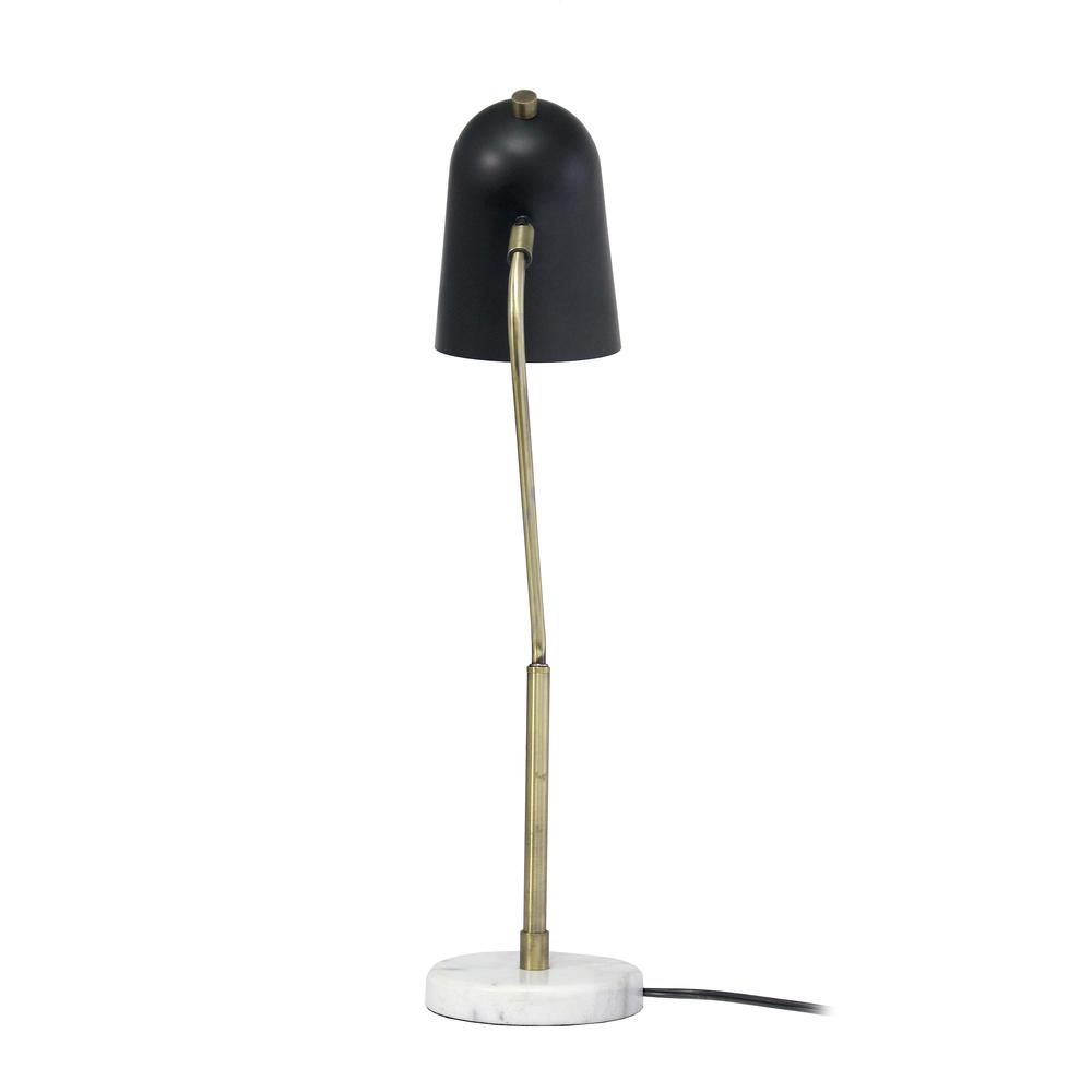 Asymmetrical Marble and Metal Desk Lamp with Black Sloped Shade. Picture 3