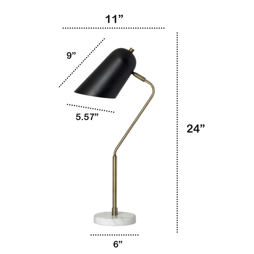 Asymmetrical Marble and Metal Desk Lamp with Black Sloped Shade. Picture 4