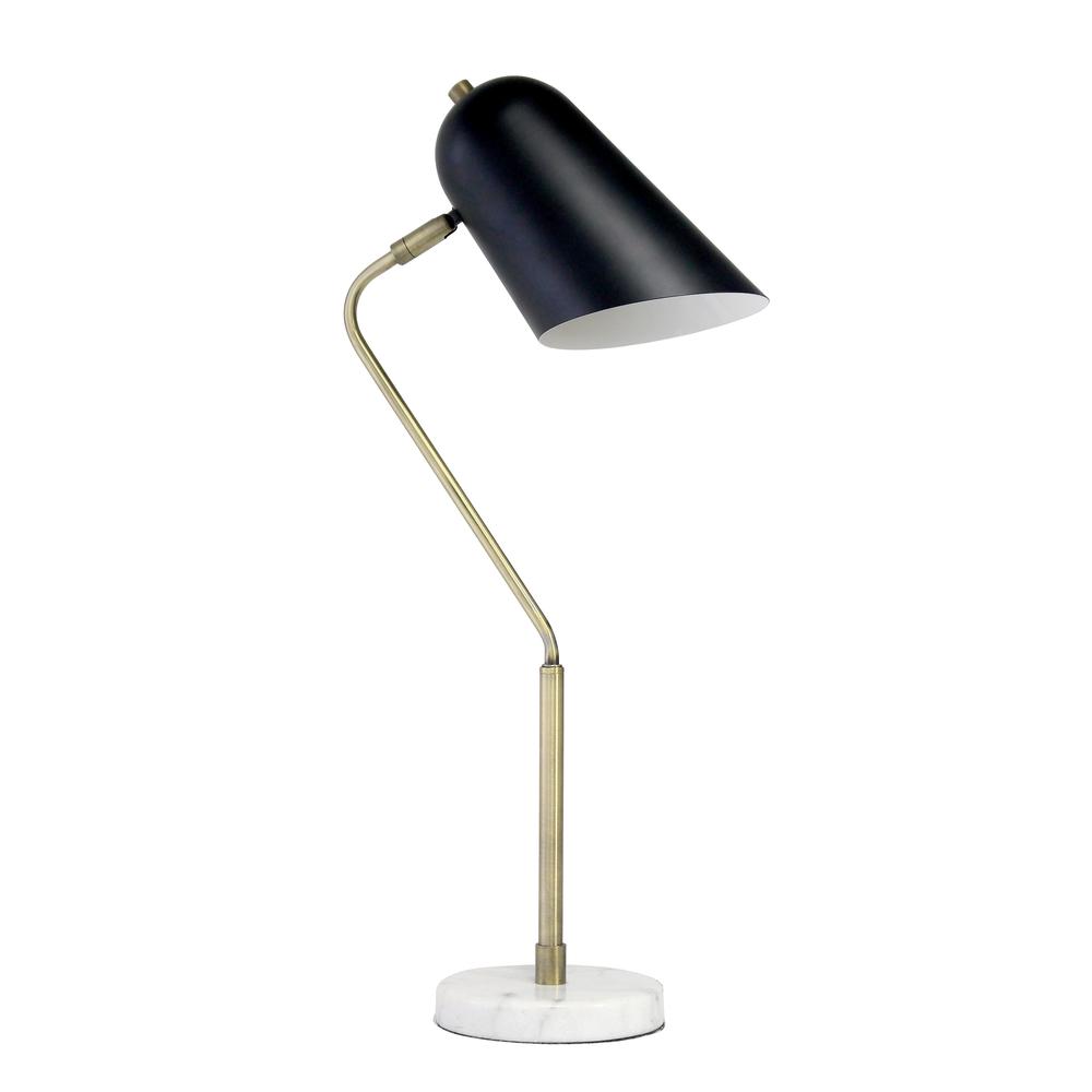 Asymmetrical Marble and Metal Desk Lamp with Black Sloped Shade. Picture 7