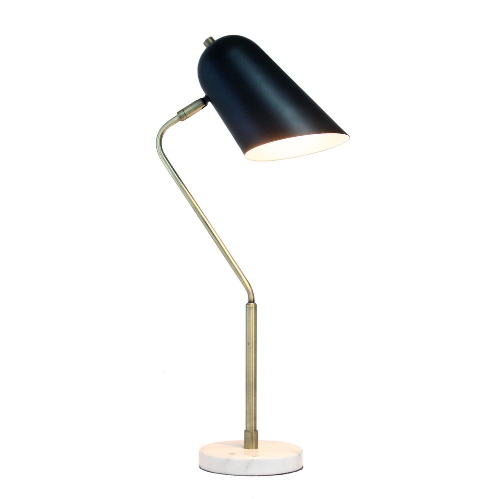 Asymmetrical Marble and Metal Desk Lamp with Black Sloped Shade. Picture 8