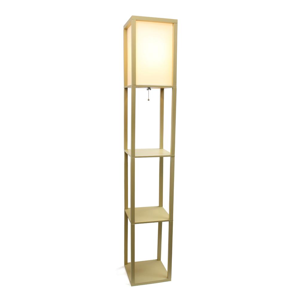 Lalia Home Column Shelf Floor Lamp with Linen Shade, Tan. Picture 2