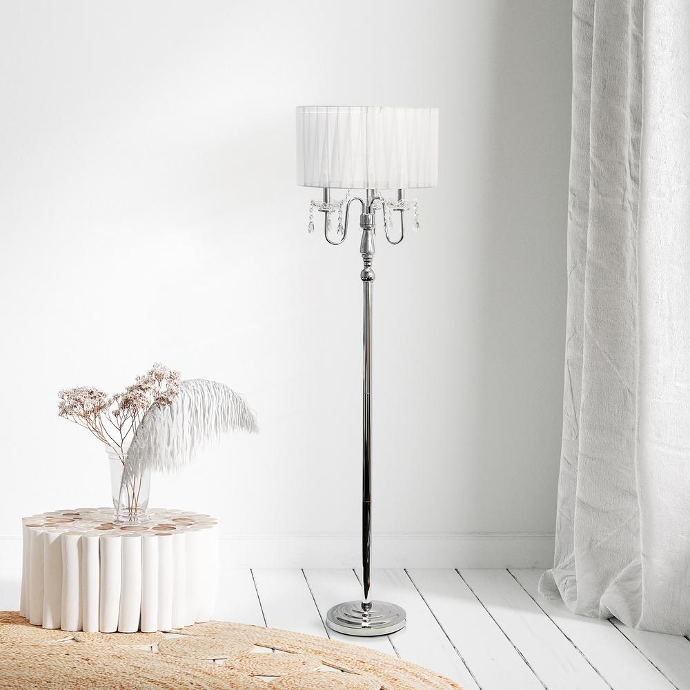 Lalia Home 62" Glamorous Chrome Cascading Crystal Floor Lamp. Picture 6