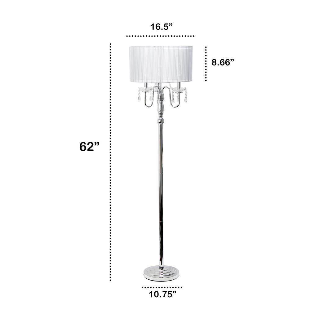 Lalia Home 62" Glamorous Chrome Cascading Crystal Floor Lamp. Picture 8
