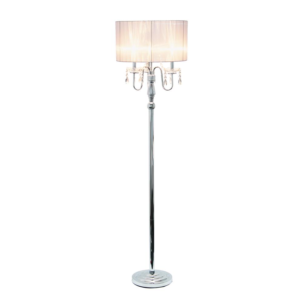 Lalia Home 62" Glamorous Chrome Cascading Crystal Floor Lamp. Picture 2