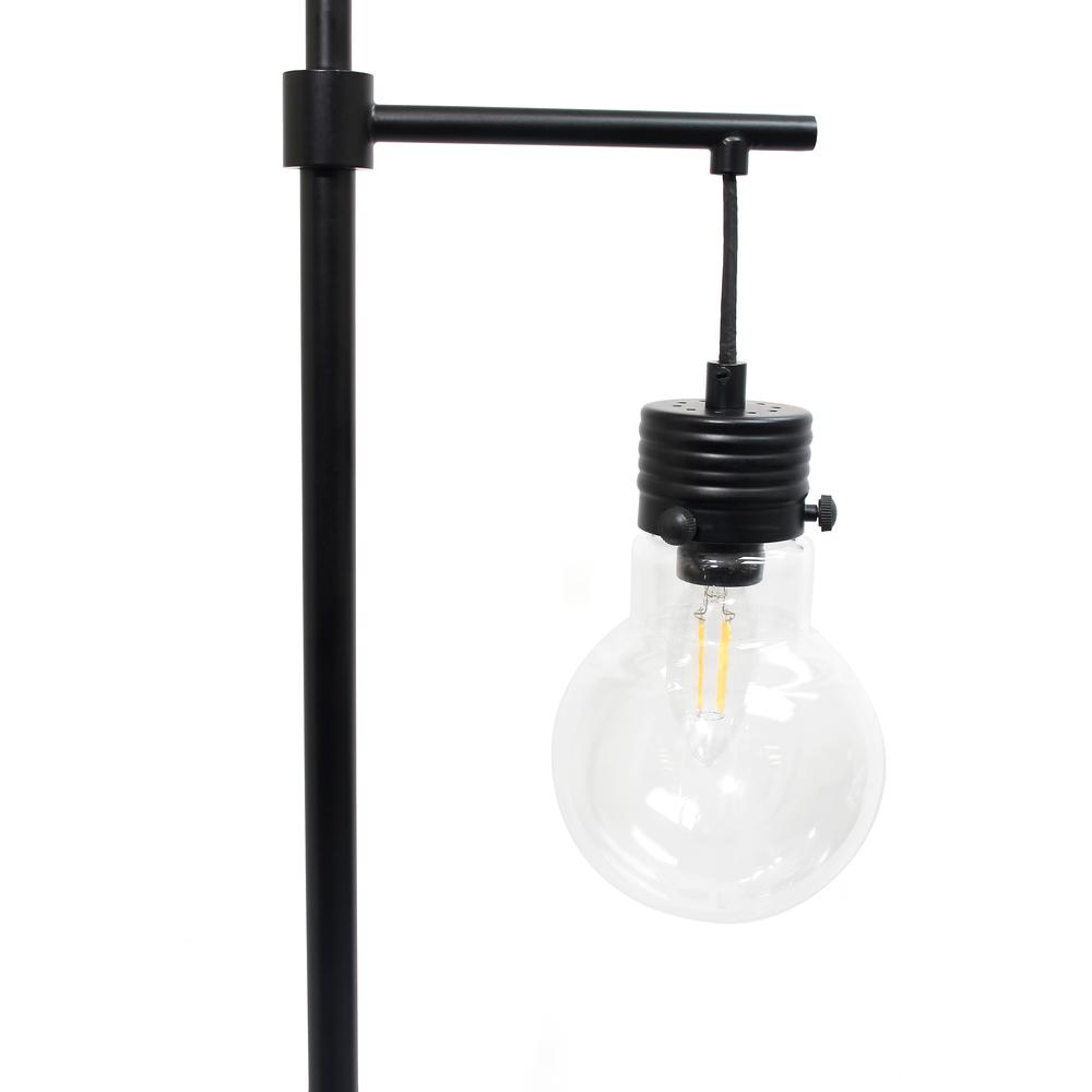 Black Matte 1 Light Beacon Floor Lamp with Clear glass shade. Picture 3