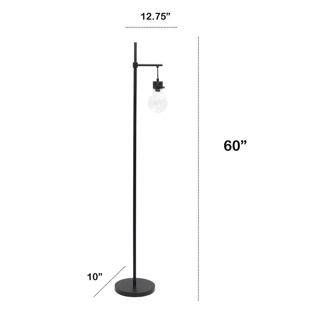 Black Matte 1 Light Beacon Floor Lamp with Clear glass shade. Picture 4