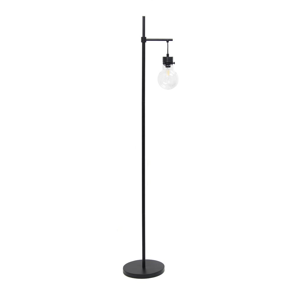 Black Matte 1 Light Beacon Floor Lamp with Clear glass shade. Picture 6