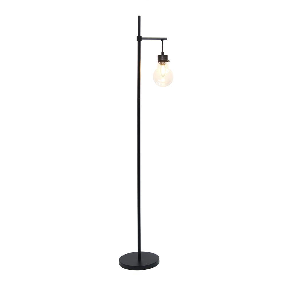 Black Matte 1 Light Beacon Floor Lamp with Clear glass shade. Picture 7
