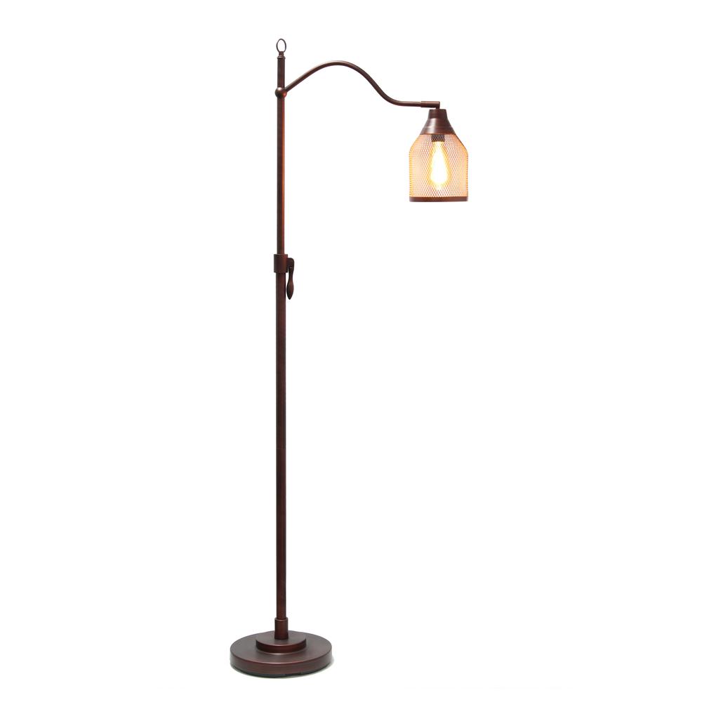 Lalia Home Vintage Arched 1 Light Floor Lamp with Iron Mesh Shade, Red Bronze. Picture 10