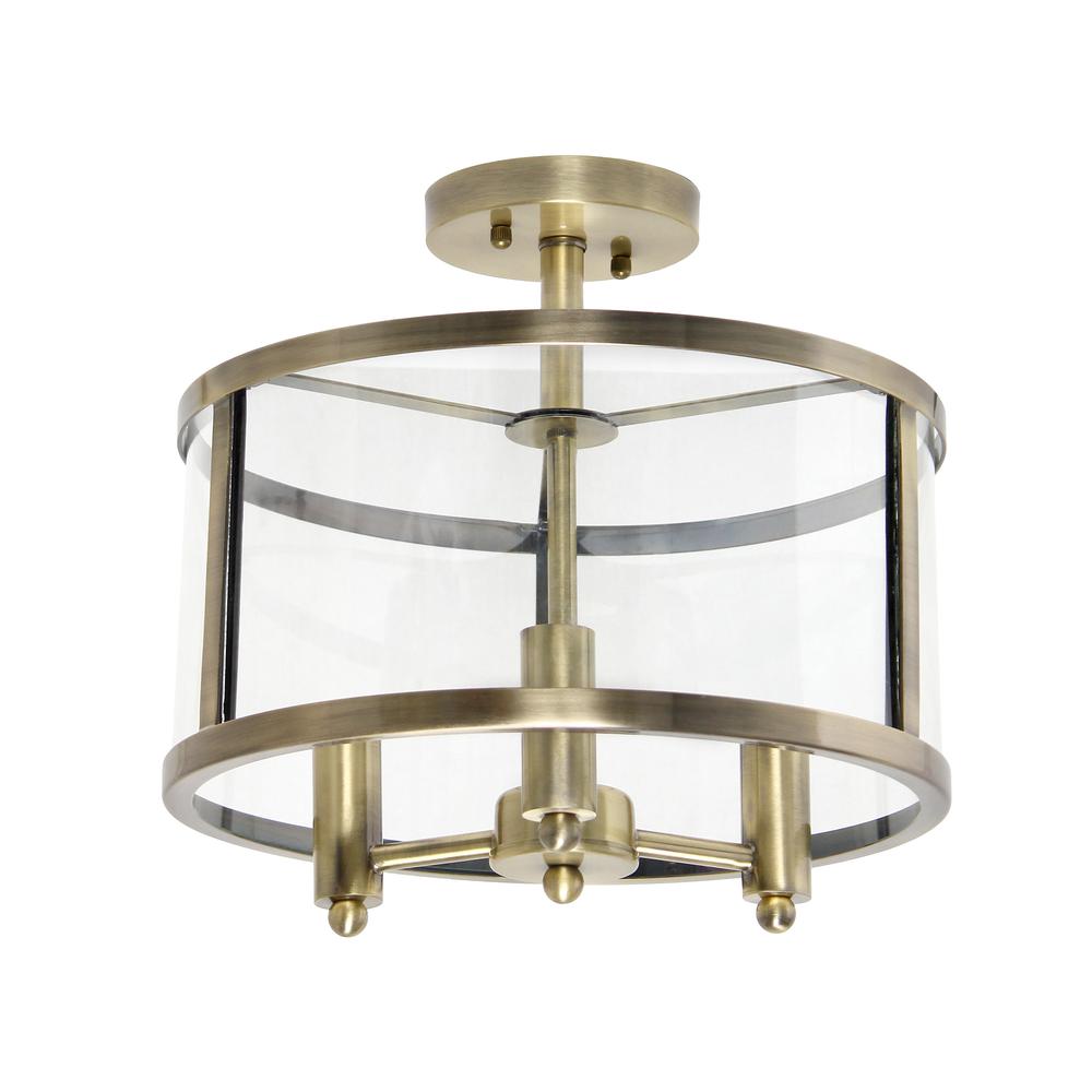 3-Light 13" Glass and Metallic Accented Semi-flushmount. Picture 8