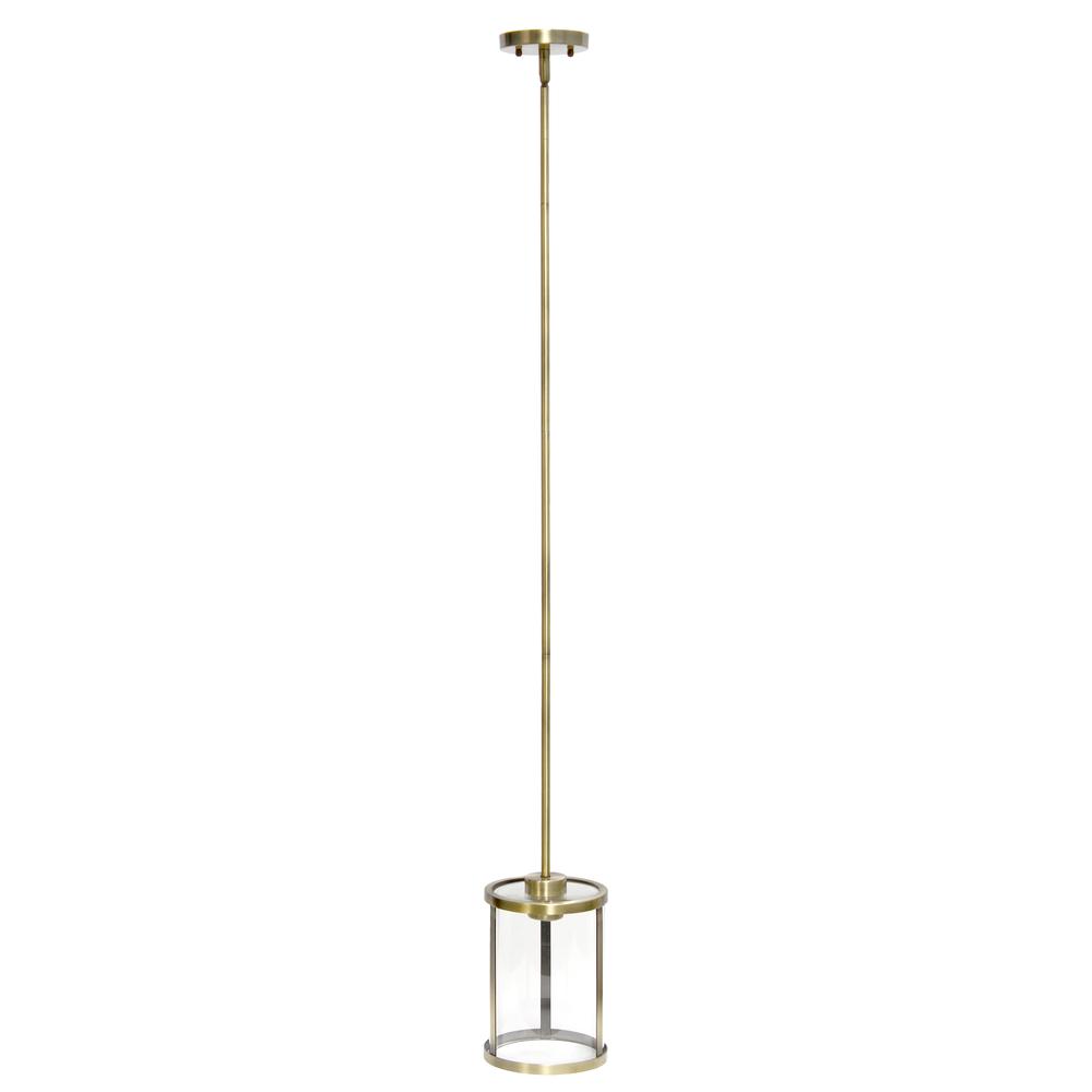 1-Light 9.25"Adjustable Hanging Clear Glass Pendant Fixture with Metal Accents. Picture 8