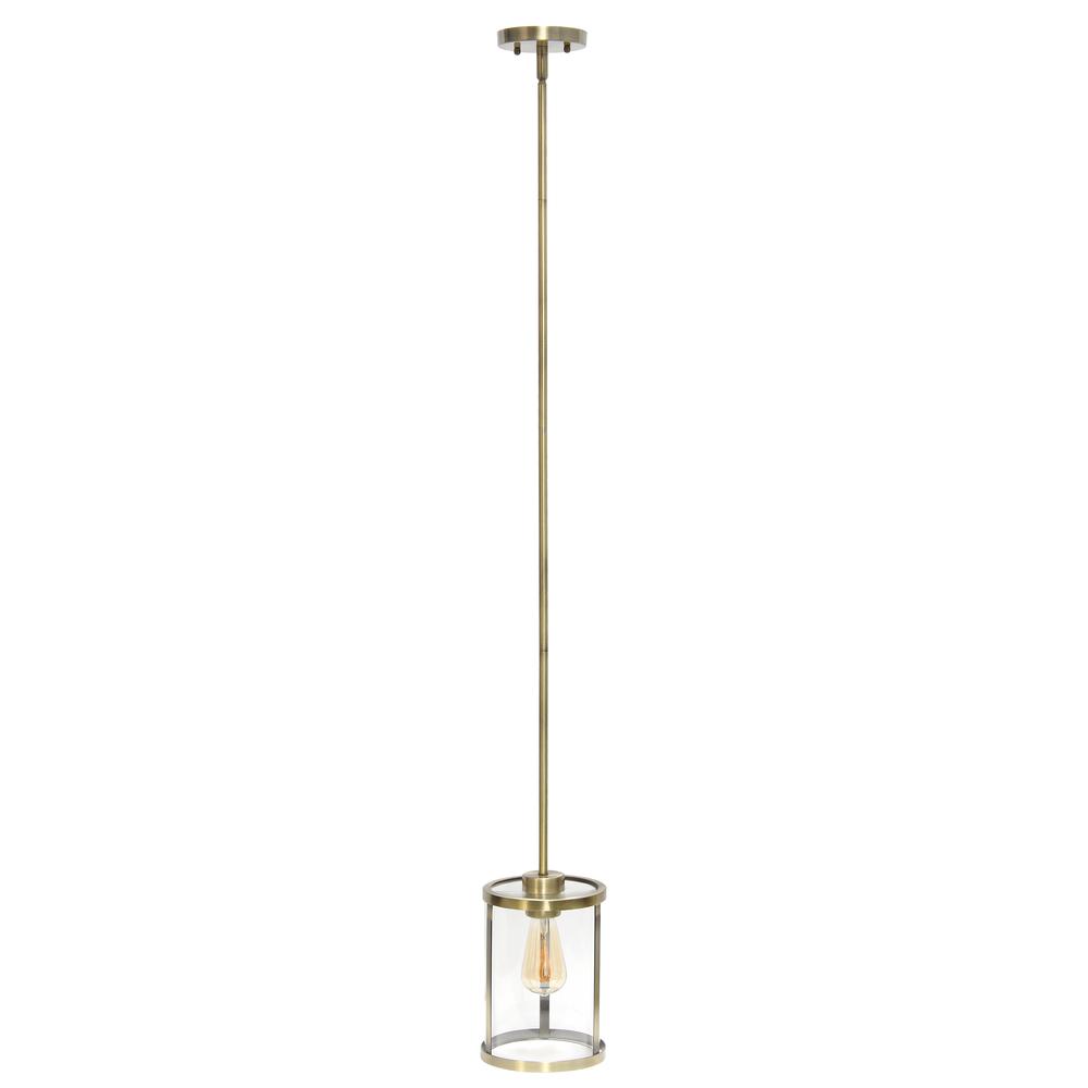 1-Light 9.25"Adjustable Hanging Clear Glass Pendant Fixture with Metal Accents. Picture 9