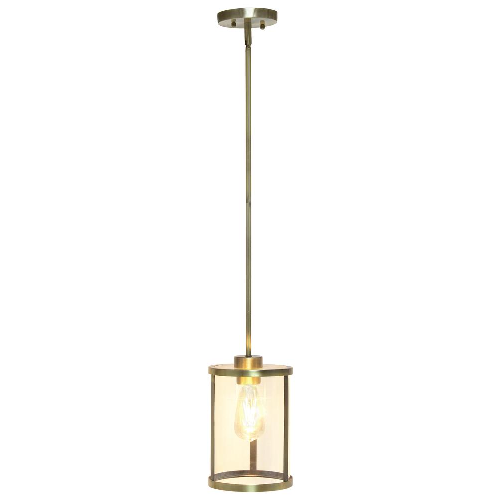 1-Light 9.25"Adjustable Hanging Clear Glass Pendant Fixture with Metal Accents. Picture 11