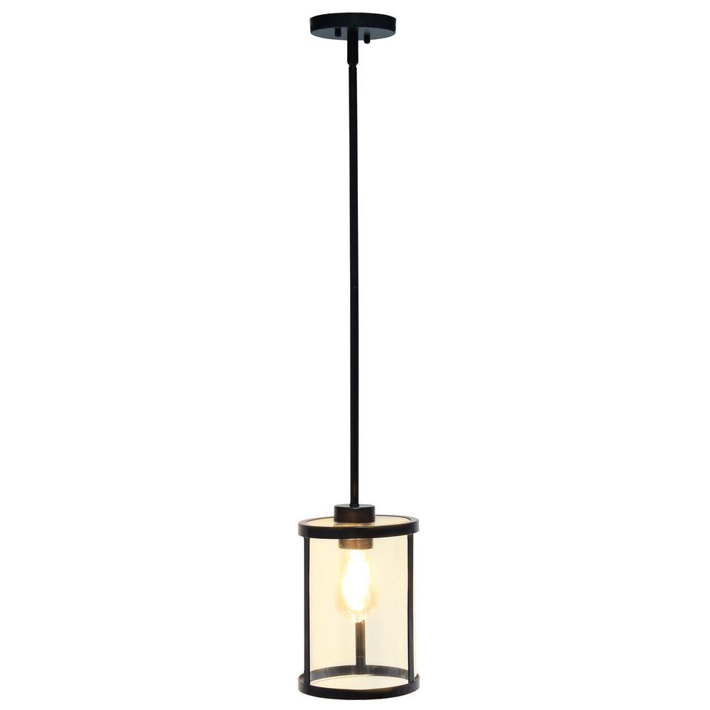 1-Light 9.25"Adjustable Hanging Clear Glass Pendant Fixture with Metal Accents. Picture 11