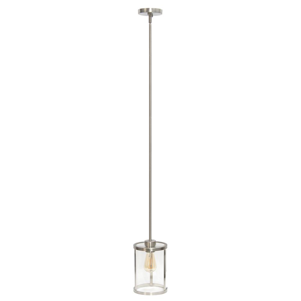 1-Light 9.25"Adjustable Hanging Clear Glass Pendant Fixture with Metal Accents. Picture 9