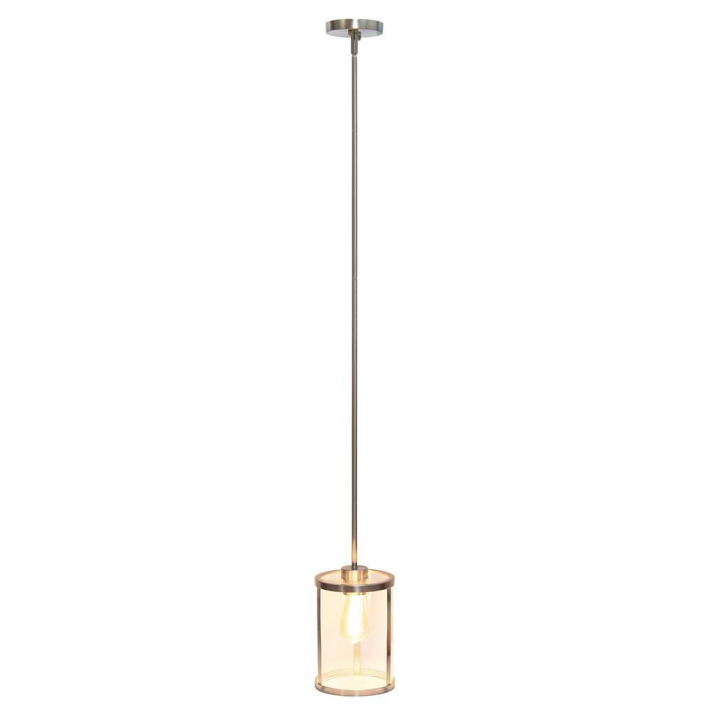 1-Light 9.25"Adjustable Hanging Clear Glass Pendant Fixture with Metal Accents. Picture 10