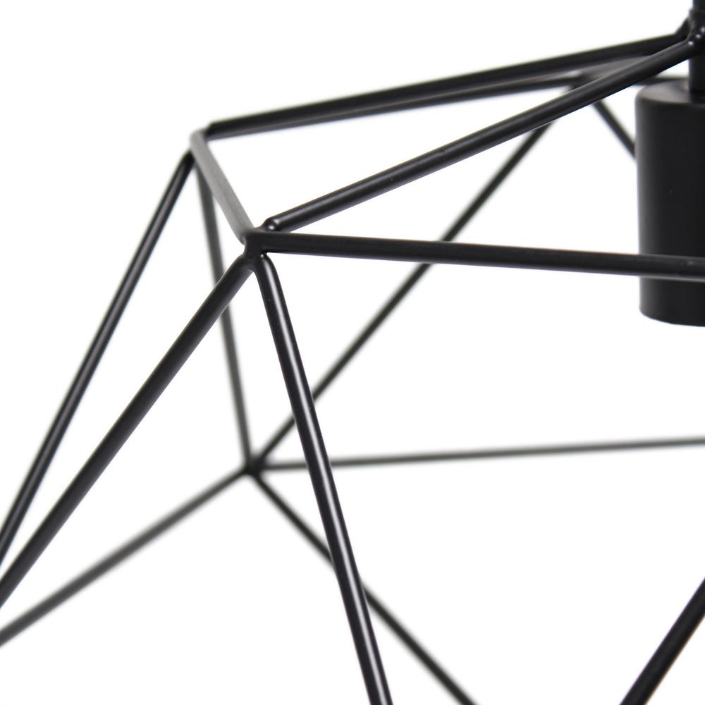 Lalia Home 1 Light 16" Modern Metal Wire Paragon Hanging Ceiling Pendant Fixture, Black Black. Picture 3
