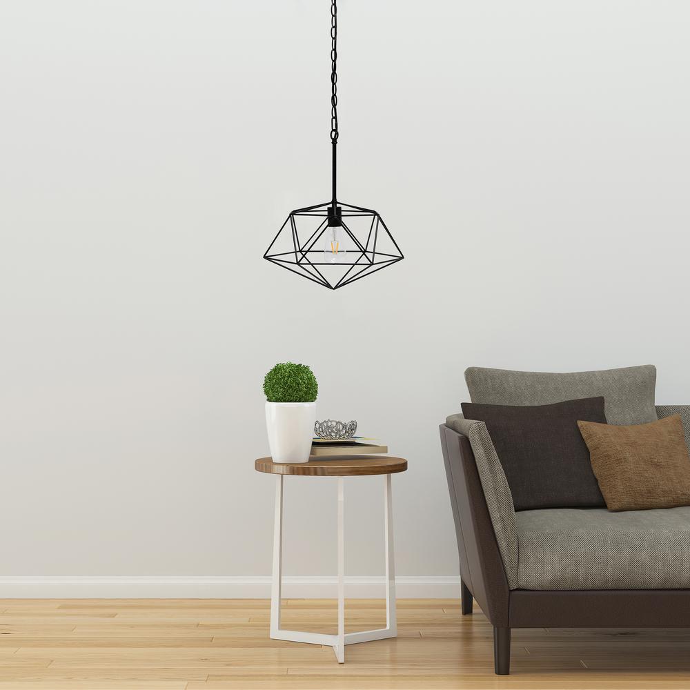 Lalia Home 1 Light 16" Modern Metal Wire Paragon Hanging Ceiling Pendant Fixture, Black Black. Picture 7