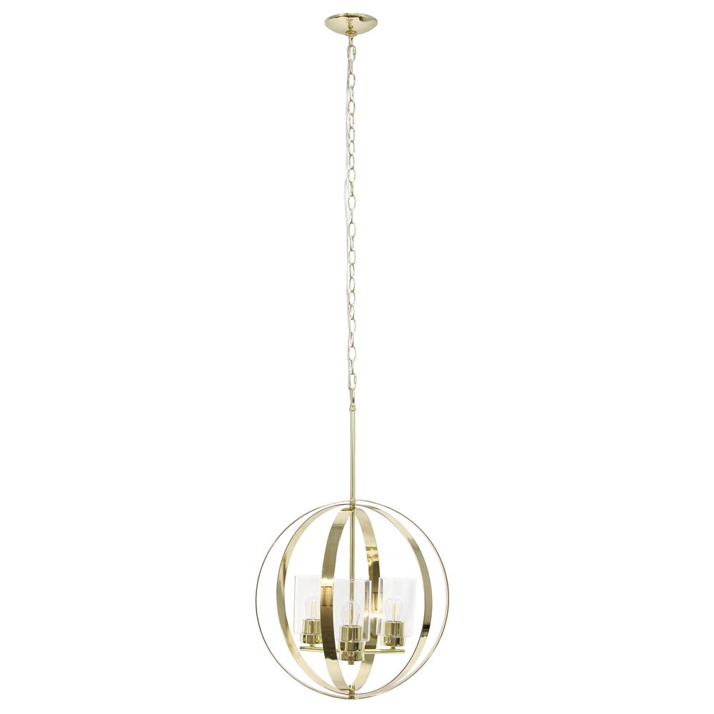 Lalia Home 3-Light 18" Adjustable Industrial Globe Hanging Metal. Picture 1
