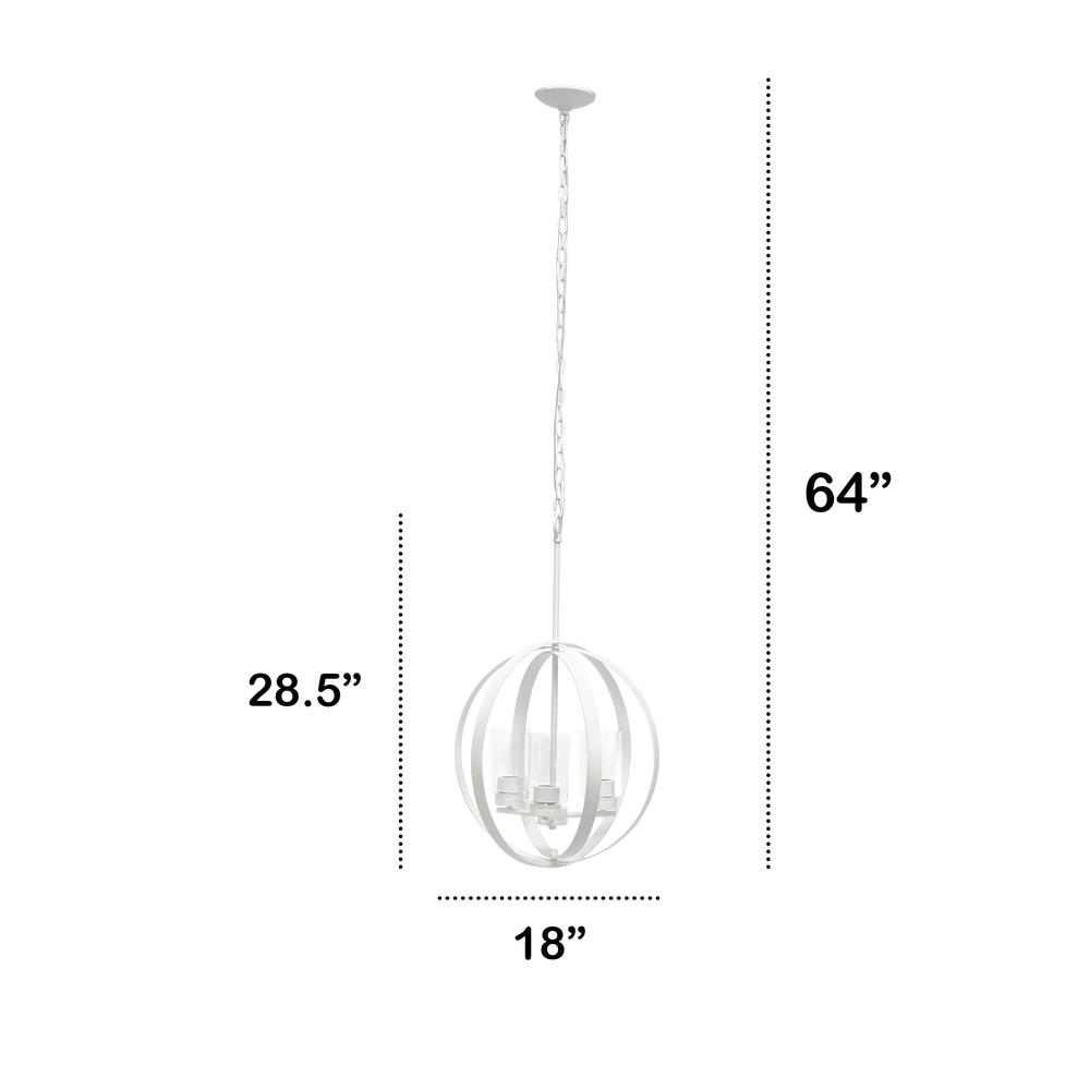 3-Light 18" Adjustable Globe Hanging Metal and Clear Glass Ceiling Pendant. Picture 6