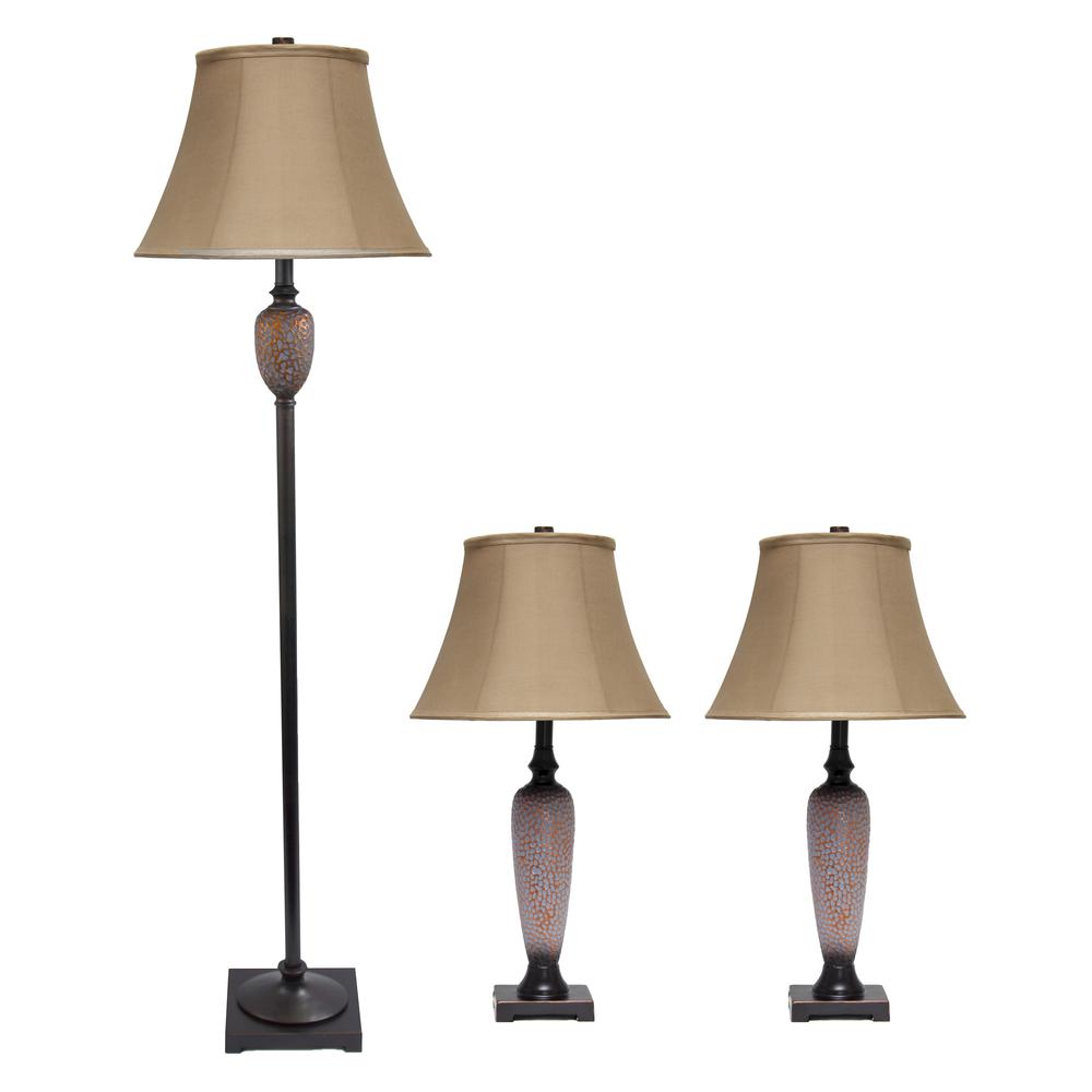 Homely Traditional Valdivian 3 Piece Metal Lamp Set. Picture 9
