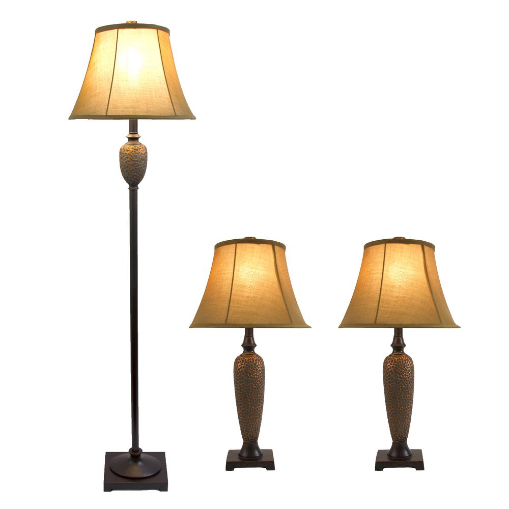 Homely Traditional Valdivian 3 Piece Metal Lamp Set. Picture 10