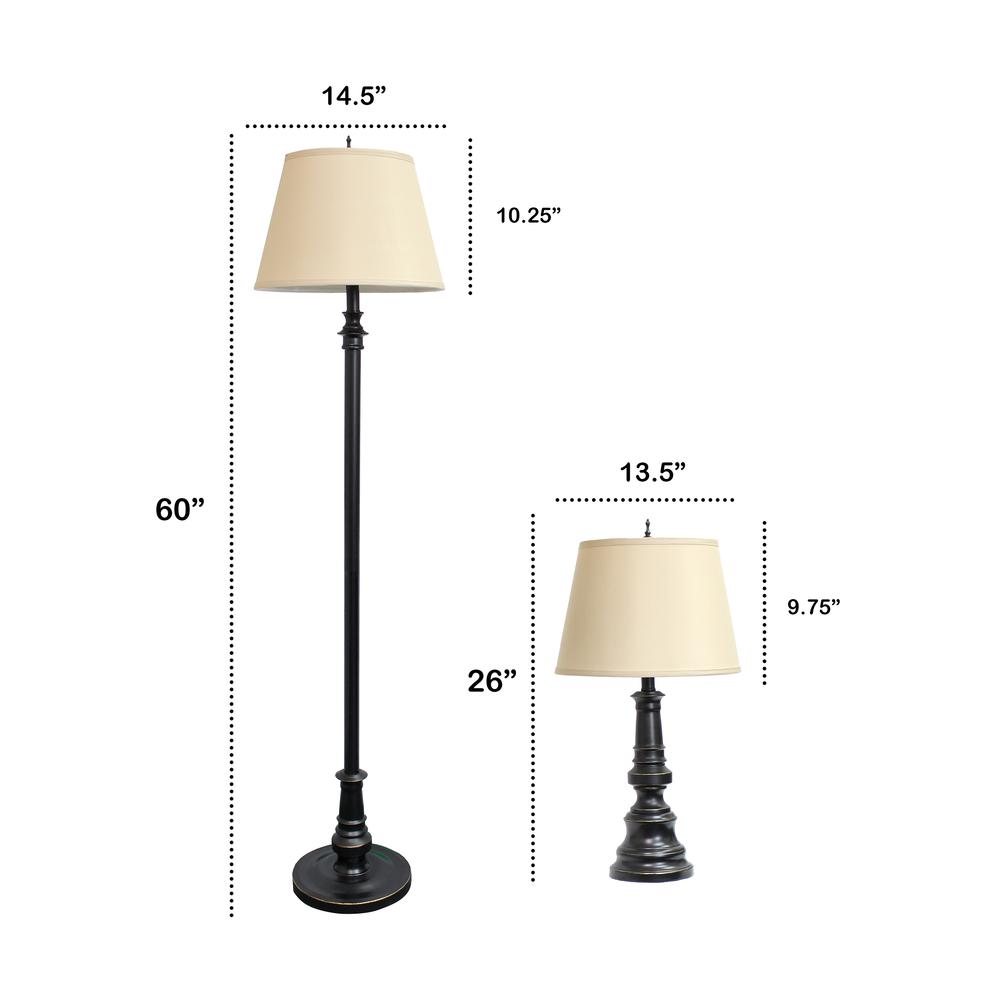 Homely Oxford Classic 3 Piece Metal Lamp Set (2 Table Lamps1 Floor Lamp). Picture 3