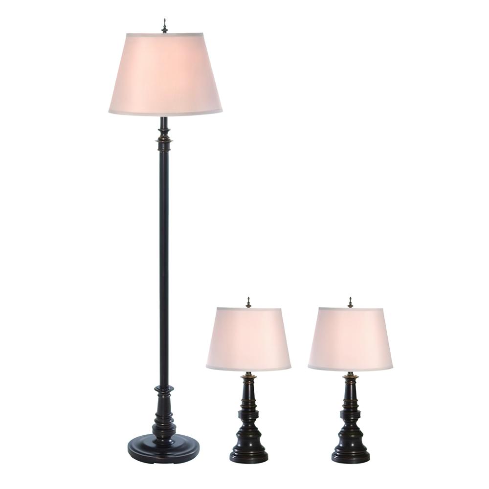 Homely Oxford Classic 3 Piece Metal Lamp Set (2 Table Lamps1 Floor Lamp). Picture 6