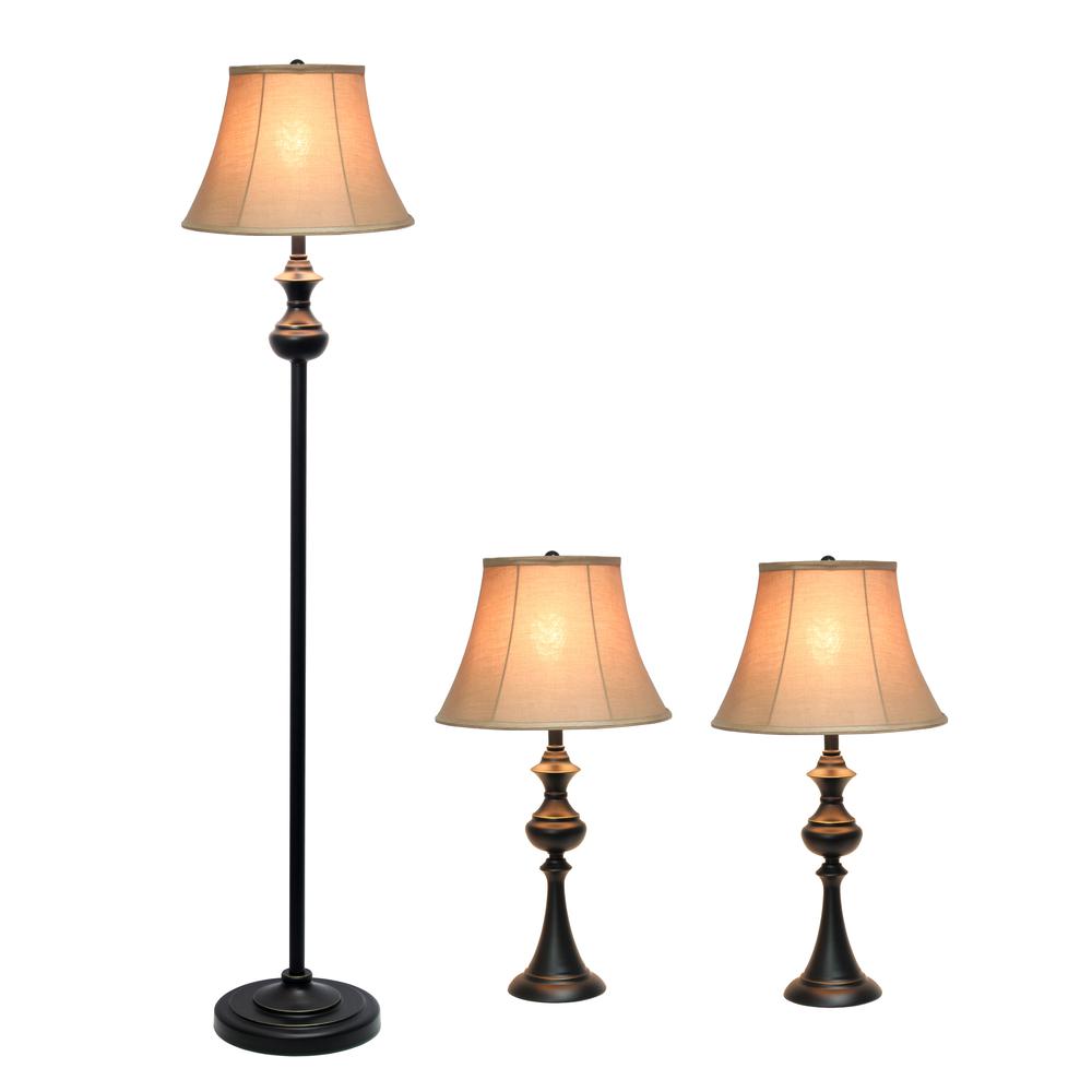 Homely Traditional Valletta 3 Piece Metal Lamp Set. Picture 10