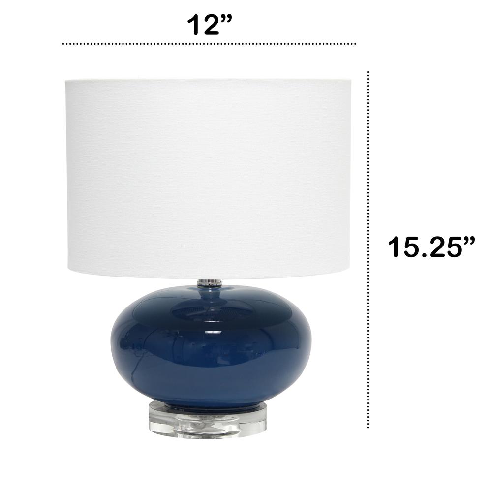 15.25" Modern Ovaloid Glass Bedside Table Lamp with White Fabric Shade. Picture 5