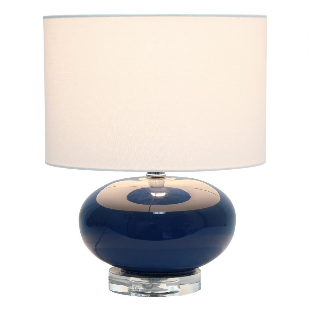 15.25" Modern Ovaloid Glass Bedside Table Lamp with White Fabric Shade. Picture 7